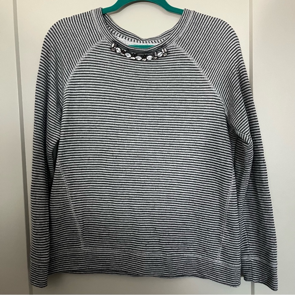 Striped Rhinestone Collar Top
